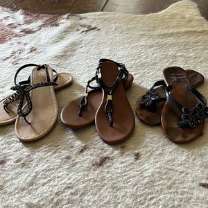 Black sandals flats All three for one price! Two NY&Co, one Copelli slip-on.